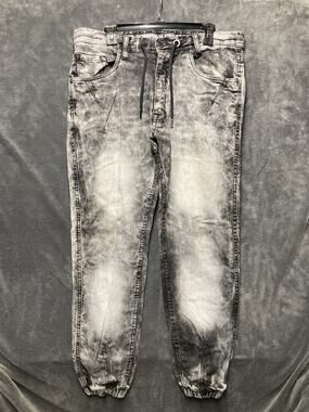 Y2K Jordan Craig Slim Jogger Jeans Gray Acid Wash Distressed Streetwear 36/30